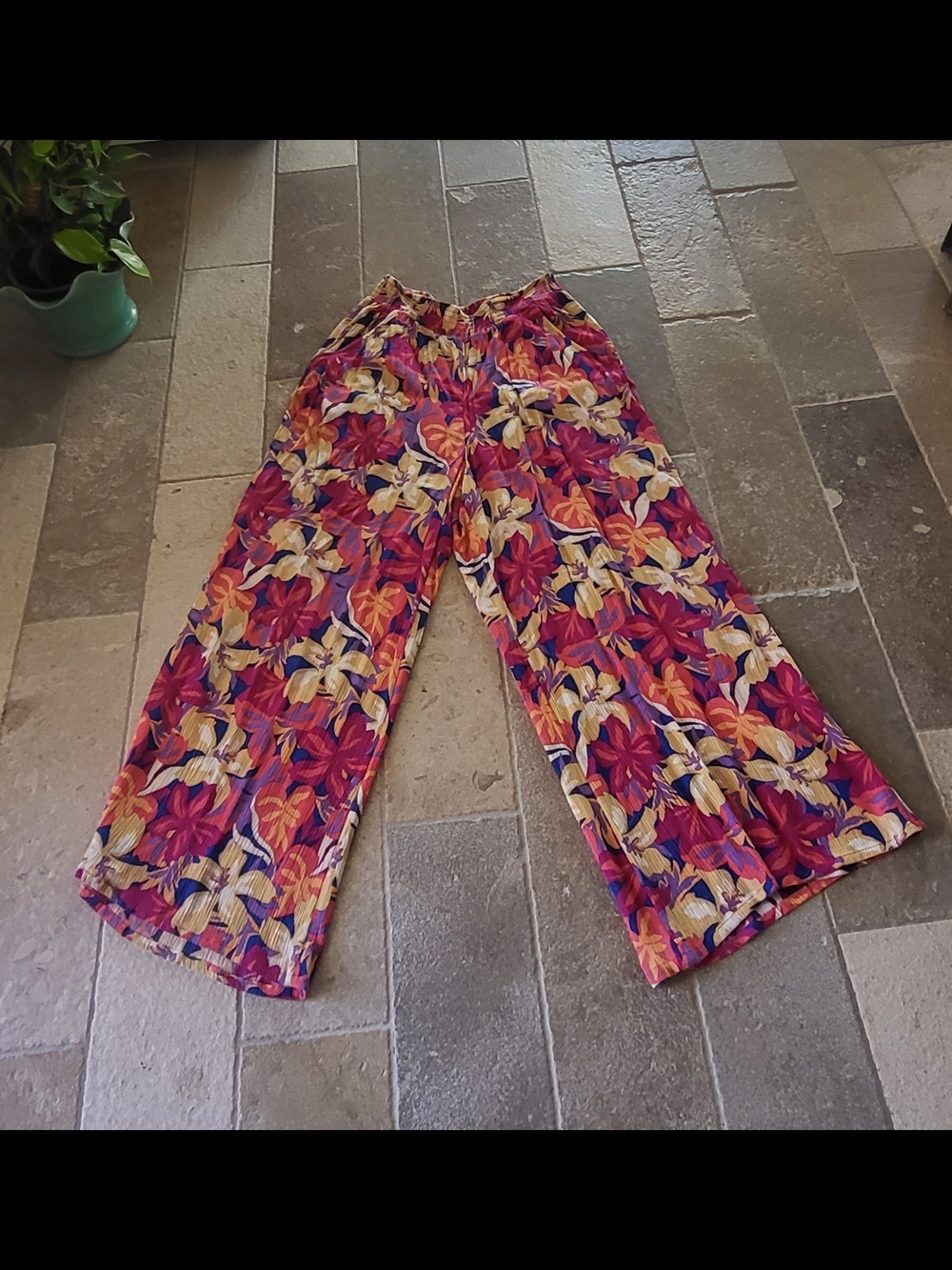 Rip Curl Floral Wide-Leg Pants in Fuchsia, Yellow & Orange